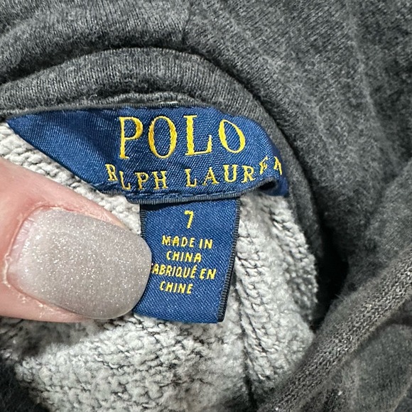 Polo Ralph Lauren Hoodie Boys 7 Gray Full Zip Fleece POLO Logo Sweatshirt - Picture 6 of 8